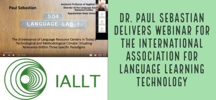 Sebastian webinar screenshot and IALLT logo